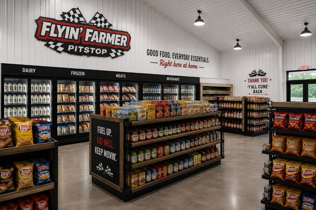 Well-stocked convenience store aisles